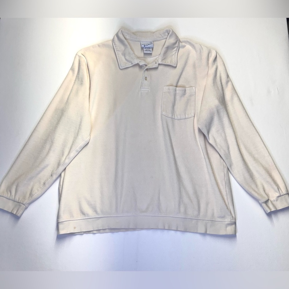Vintage Irvine Park Velour‎ Shirt in Mens XL retro 80s Cream Mobster Pocket Polo